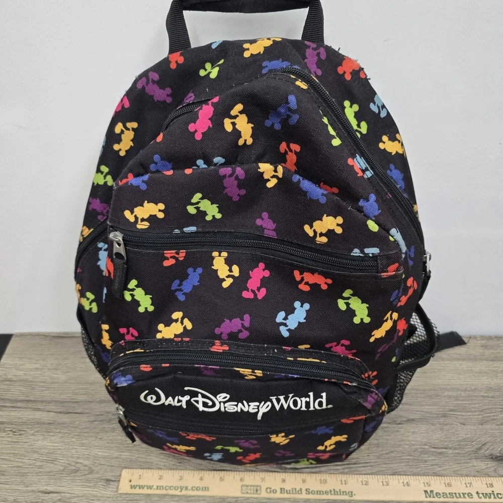 Walt Disney World Park‎ Exclusive MICKEY MOUSE Colorful Book Bag Backpack Black
